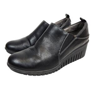 euro soft by Sofft Janel Women's Black Faux Leather Wedge Heel Comfort Shoes 8.5